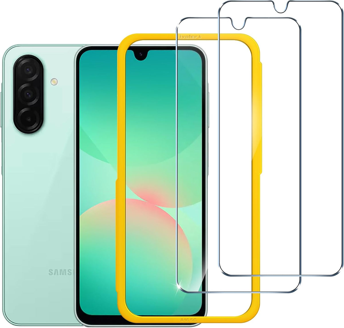 ivoler Screen Protector for Samsung Galaxy A26 5G, with Alignment Frame Tool, 30-second installation,[2 Pack] 9H Hardness Tempered Glass, Anti-Scratch Film, Anti-Bubble