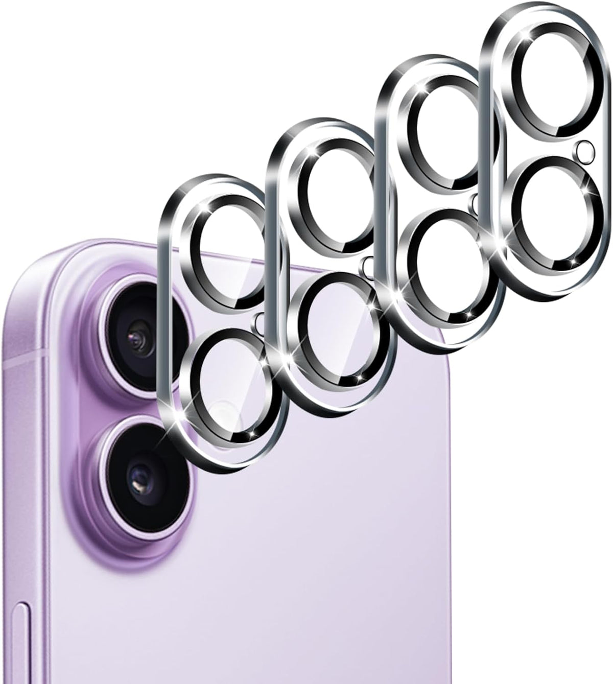 ivoler Camera Lens Protector for iPhone 17/ iPhone 16 Plus/iPhone 16-4 pack HD Clear Anti-Scratch Lens Tempered Glass