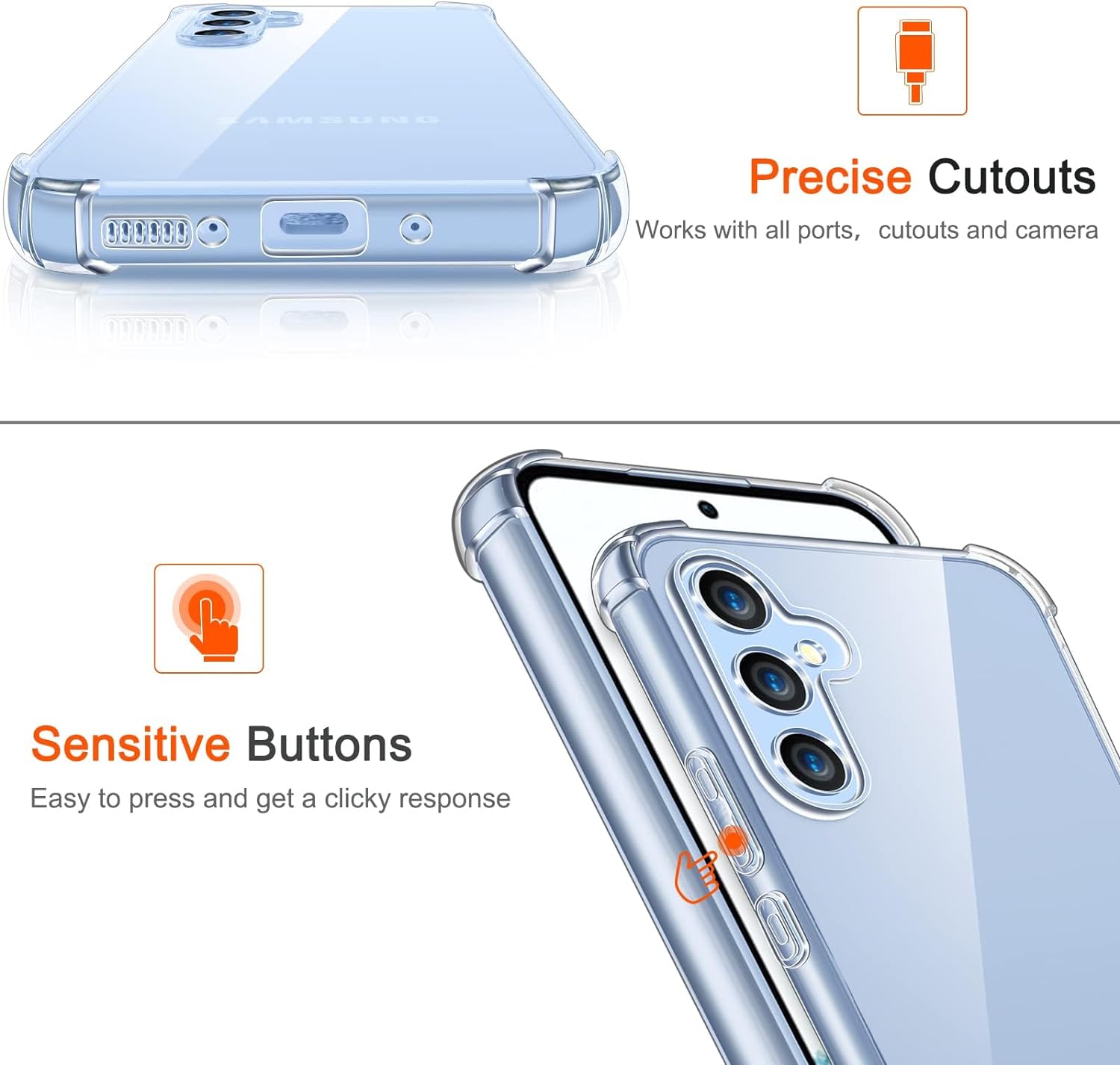ivoler Clear Silicone Case for Samsung Galaxy A54 5G with Shockproof Protective Corners