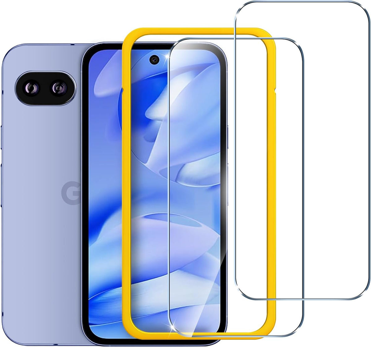ivoler 2 Pack Screen Protector for Google Pixel 9a, Tempered Glass Film, Alignment Frame, Easy Installation, Anti-Scratch Case Friendly Clear HD Film