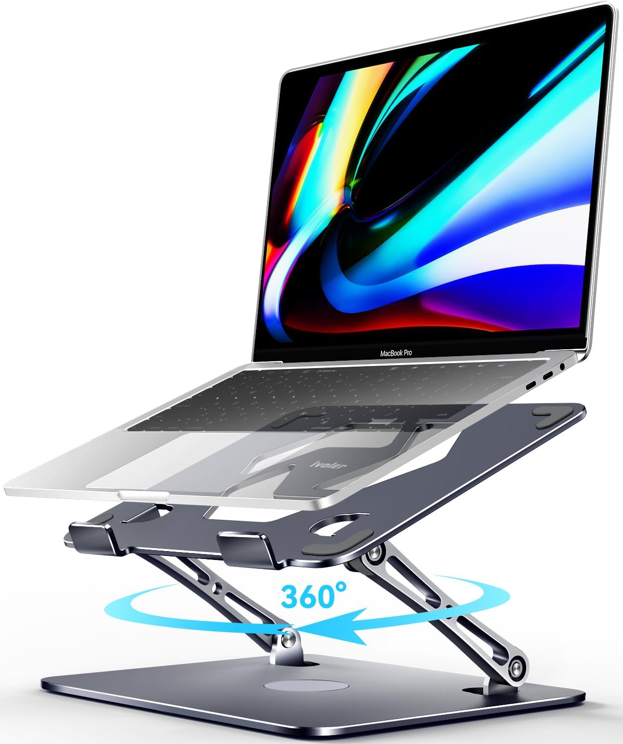 ivoler Laptop Stand, Laptop Holder Riser Computer Tablet Stand, 6 Angles  Adjustable Aluminum Ergonomic Foldable Portable Desktop Holder Compatible