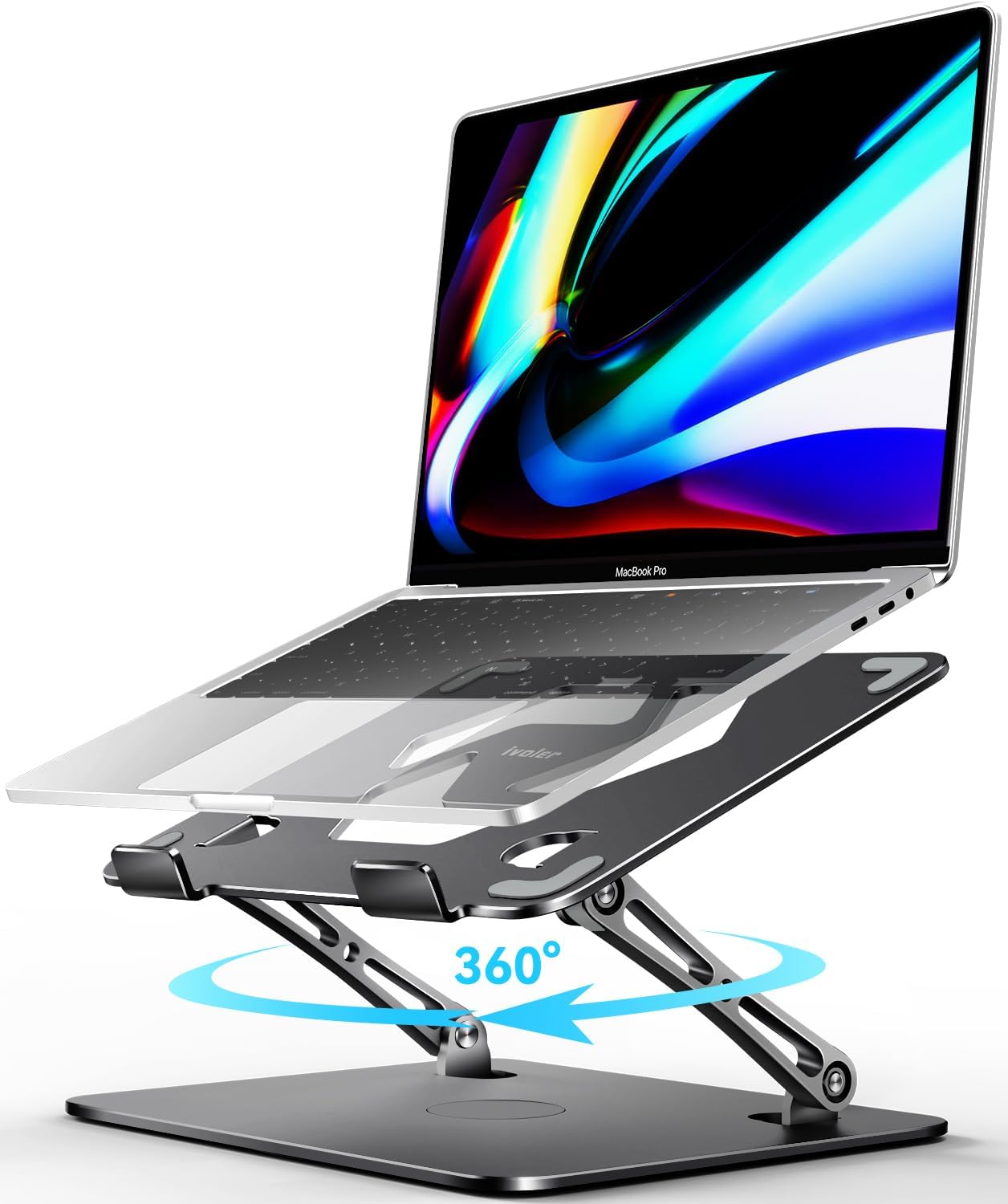 ivoler Adjustable Laptop Stand with 360° Rotating Base[Black]