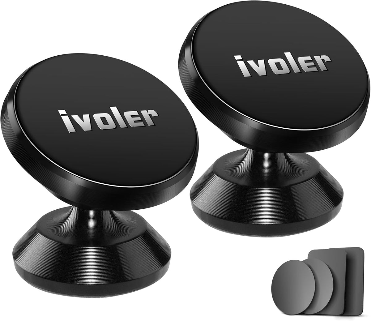 ivoler [2-Pack Magnetic Car Phone Holder ¨C Ultra-Compact Mount with Strong N52 Magnets, 360¡ã Rotation, Hands-Free Cradle for iPhone, Samsung, Pixel & More (Metal Plate Required) ¨C Black