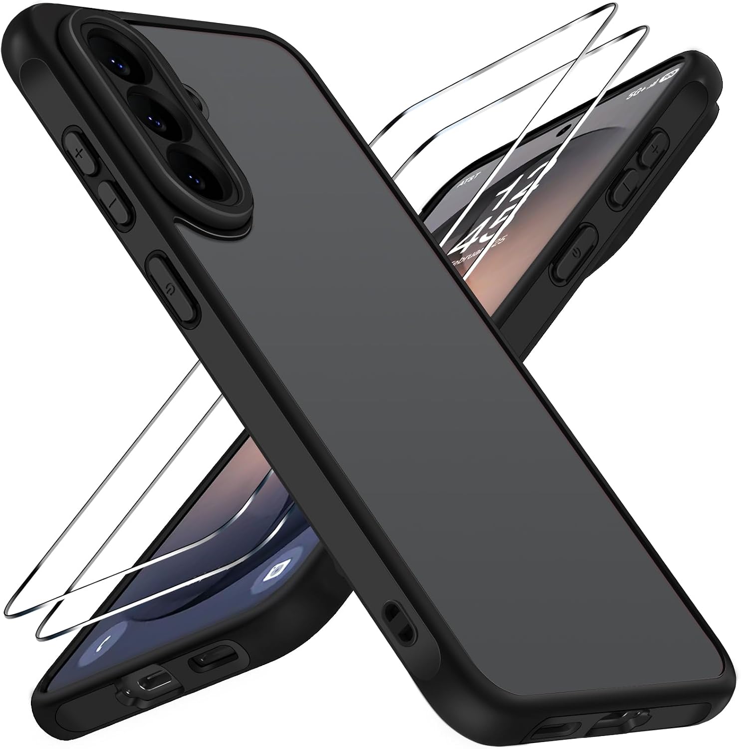 ivoler Matt Schwarz H¨¹lle f¨¹r Samsung Galaxy S26 FE 5G mit 2 St¨¹ck Panzer Schutz Glas, [Milit?rstandard] Sto?fest Handyh¨¹lle Kratzfest R¨¹ckseite Anti-Fingerabdruck D¨¹nn Bumper Schutzh¨¹lle Case