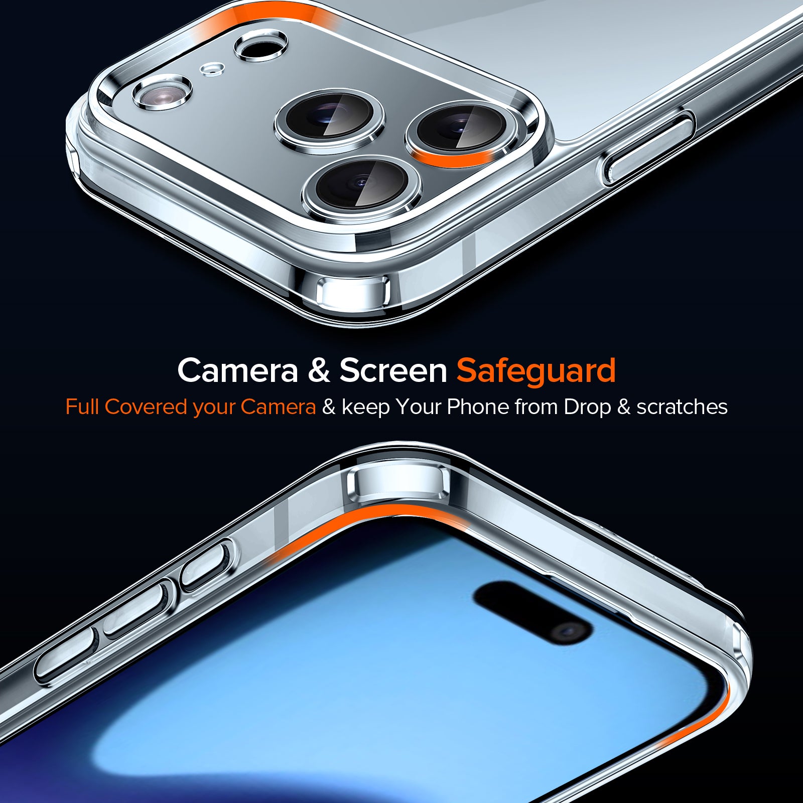 ivoler 3-in-1 Clear Case Designed for Phone 17 Pro Max 6.9'' 2025 with 2 Pack Tempered Glass Screen Protector Full Camera Protection, Military Shockproof Hard Back Slim for iPhone Cover - Clear