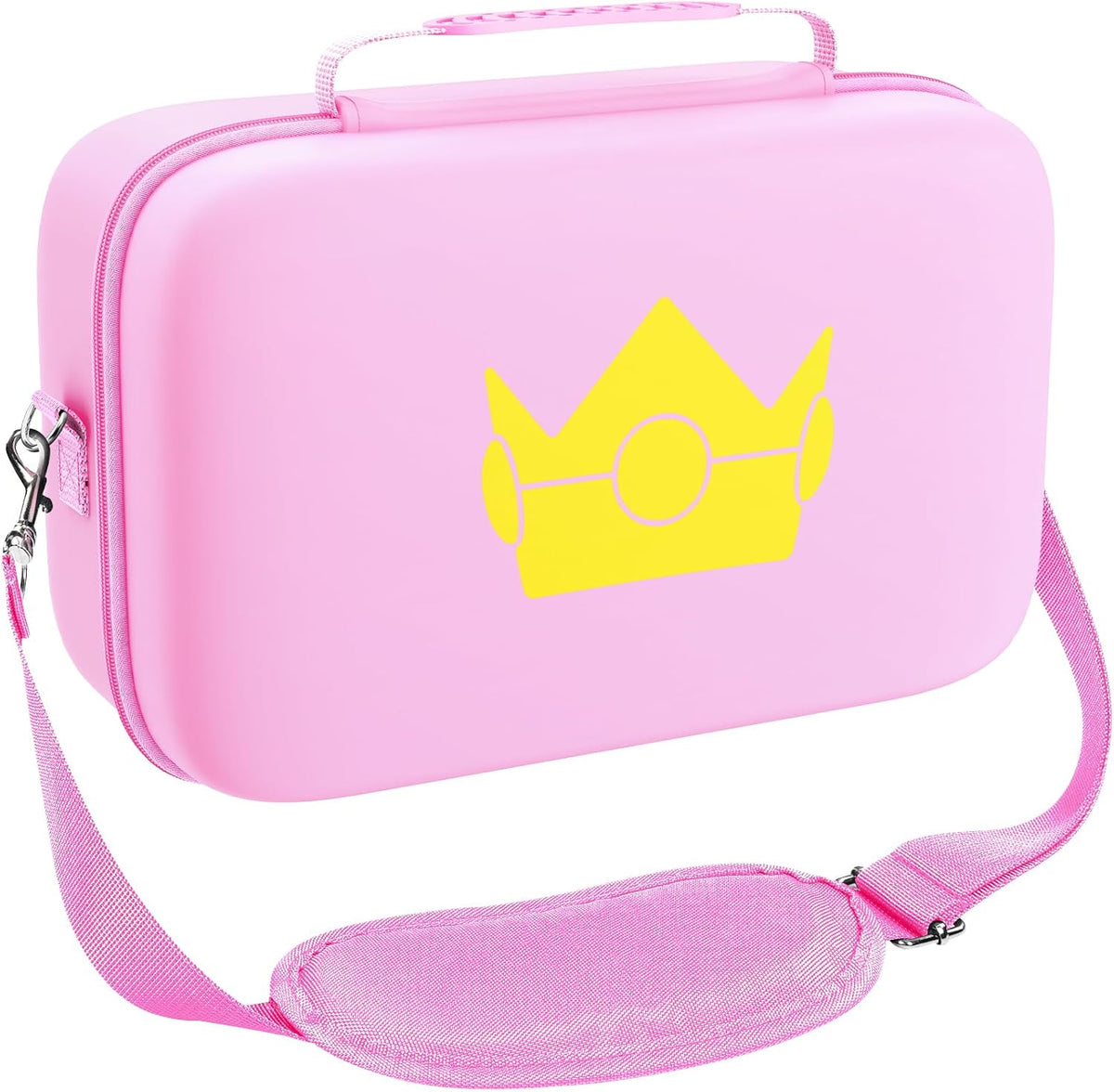 ivoler Carrying Storage All in One Case for Nintendo Switch 2, Portable Traveler Deluxe Carrying-All Protective Hard Messenger Bag Soft Lining Pouch 20 Games for Console & Accessories, Pink