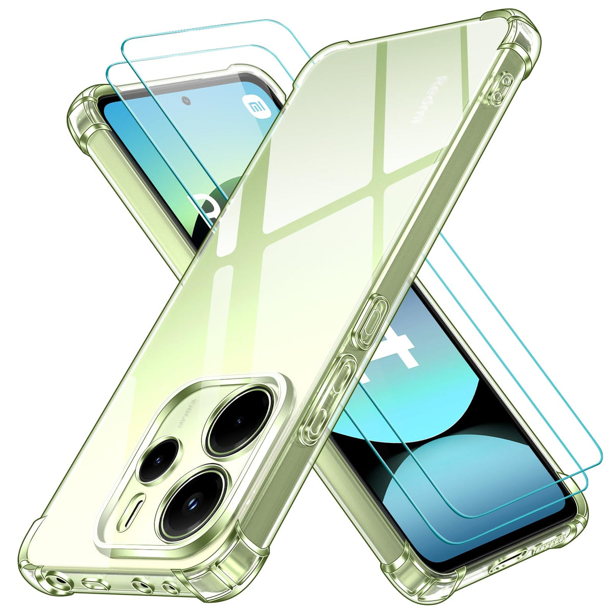 ivoler 3 in 1 Funda para Xiaomi Redmi Note 14 4G (No para Xiaomi Redmi Note 14 5G), Transparente Carcasa Protectora Antigolpes Case, Suave TPU Silicona Anti-Choques Caso - Claro
