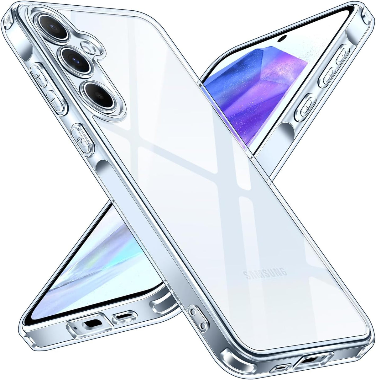 ivoler Coque transparente anti-jaunissement pour Samsung Galaxy A55 5G, coque de t¨¦l¨¦phone transparente anti-chocs, [protection de l'appareil photo] coque rigide en silicone PC anti-choc
