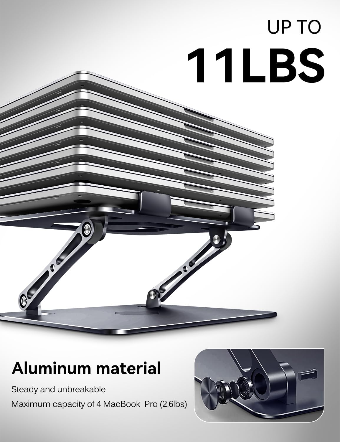 ivoler Adjustable Laptop Stand with 360° Rotating Base[Silver]