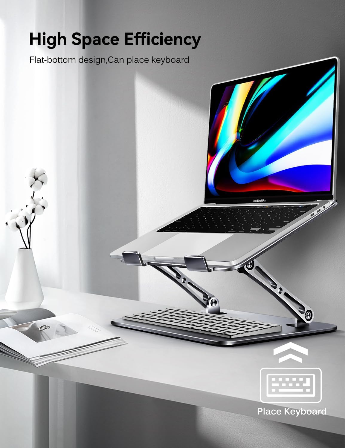 ivoler Adjustable Laptop Stand with 360° Rotating Base[Space gray]