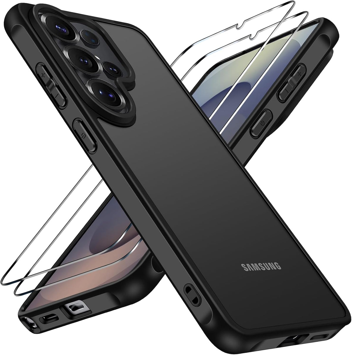 ivoler Case for Samsung Galaxy S26 Ultra 5G with 2 Tempered Glass Screen Protectors, [Military Grade] Shockproof [Camera Protection] Phone Case, Matte Back, Black - (Not for Samsung S26)
