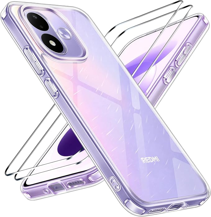 iVoler Anti Ingiallimento Chiaro Cover per Xiaomi Redmi Note 17 4G/5G con 2 Pezzi Pellicola Vetro Temperato[Antiurto di Grado Militare] Custodia Trasparente Sottile Case