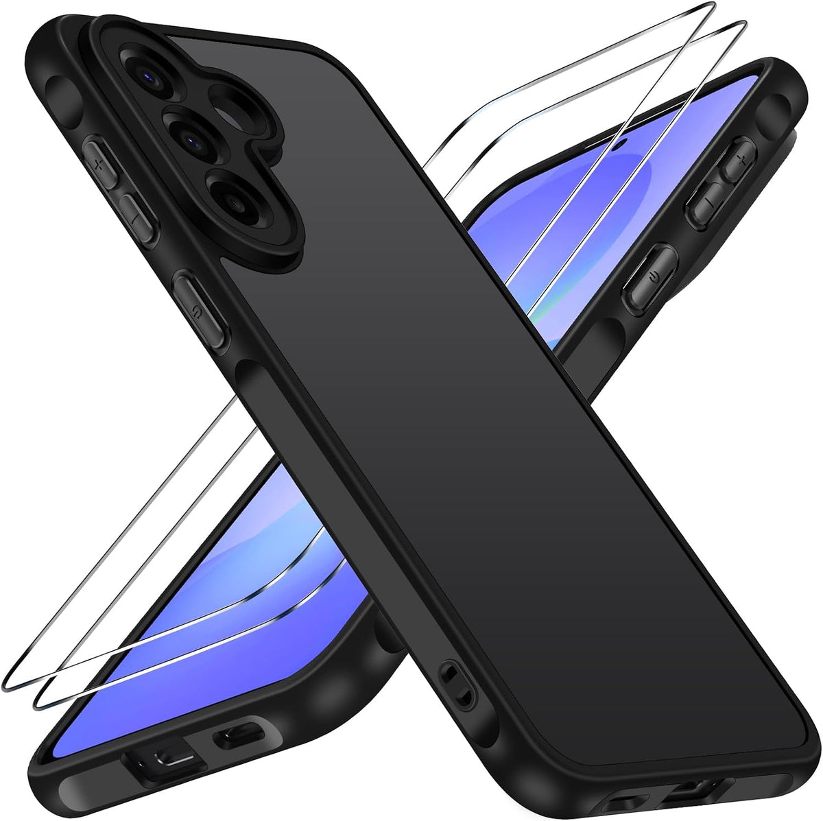 ivoler for Samsung Galaxy A57 5G Case, Full Camera Protection, with Screen Protector X2, Military Protection, Translucent Anti-Fingerprint Case -Black
