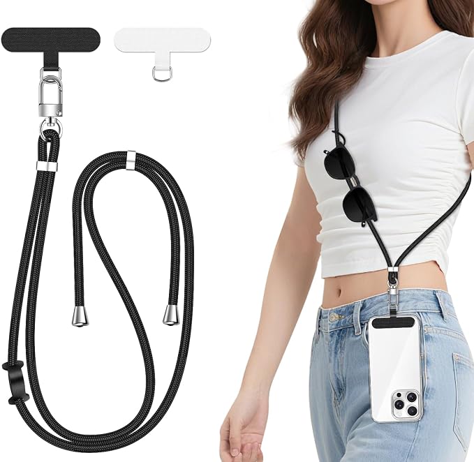iVoler Cordino per Cellulare Universale con 2 pezzi Patch - Nero