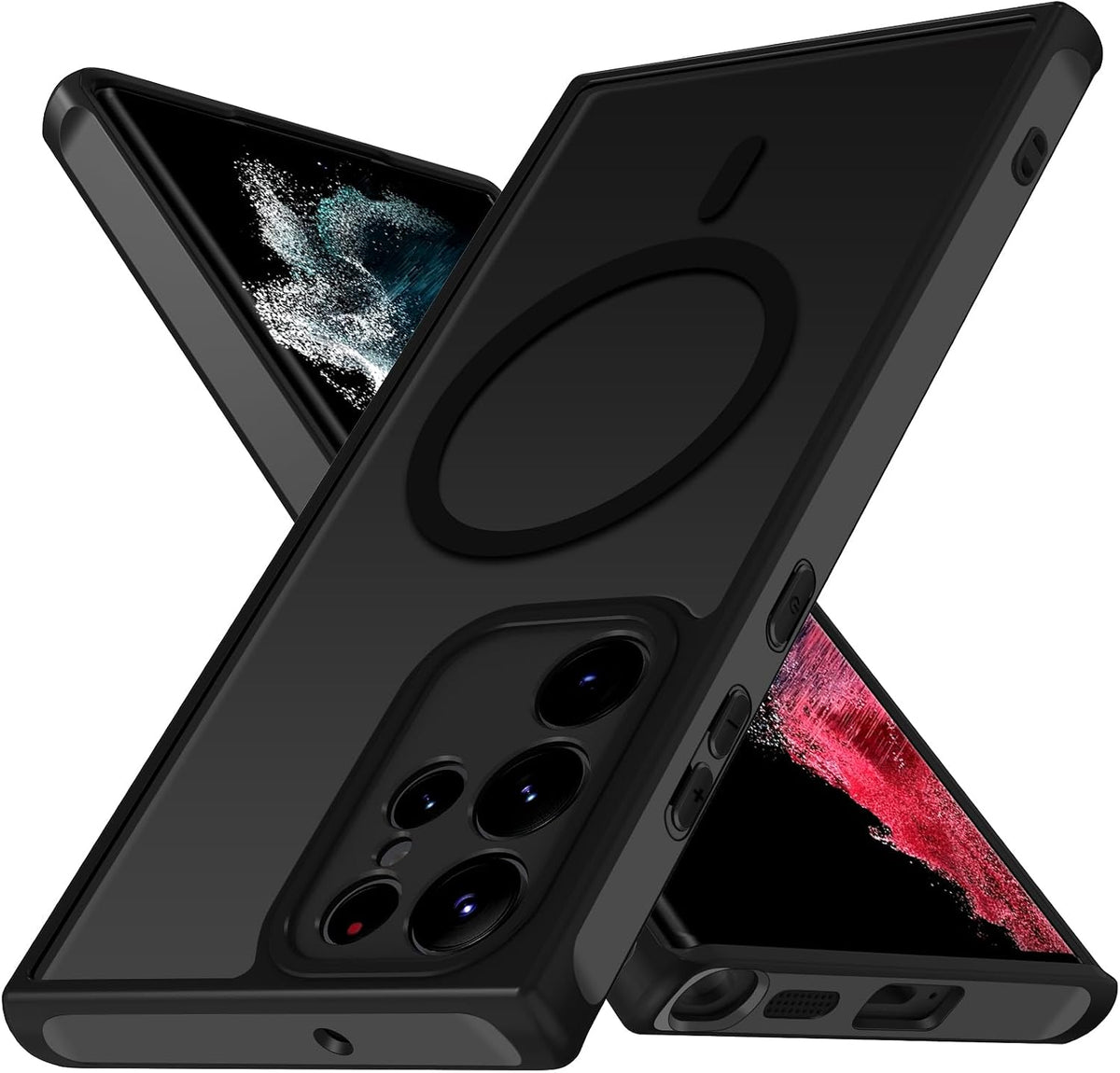 ivoler Matt Schwarz Magnetisch H¨¹lle f¨¹r Samsung Galaxy S22 Ultra 5G, Kompatibel mit MagSafe, [Milit?rnorm Sturzschutz] Sto?fest Kratzfest R¨¹ckseite Schutzh¨¹lle D¨¹nn Silikon Handyh¨¹lle Case