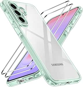 iVoler Hoesje Compatibel met Samsung Galaxy A37 5G, 2-Pack Gehard Glas Screen Protector, Zacht, TPU Siliconen Transparant, Anti-Kras Case Cover - Groente