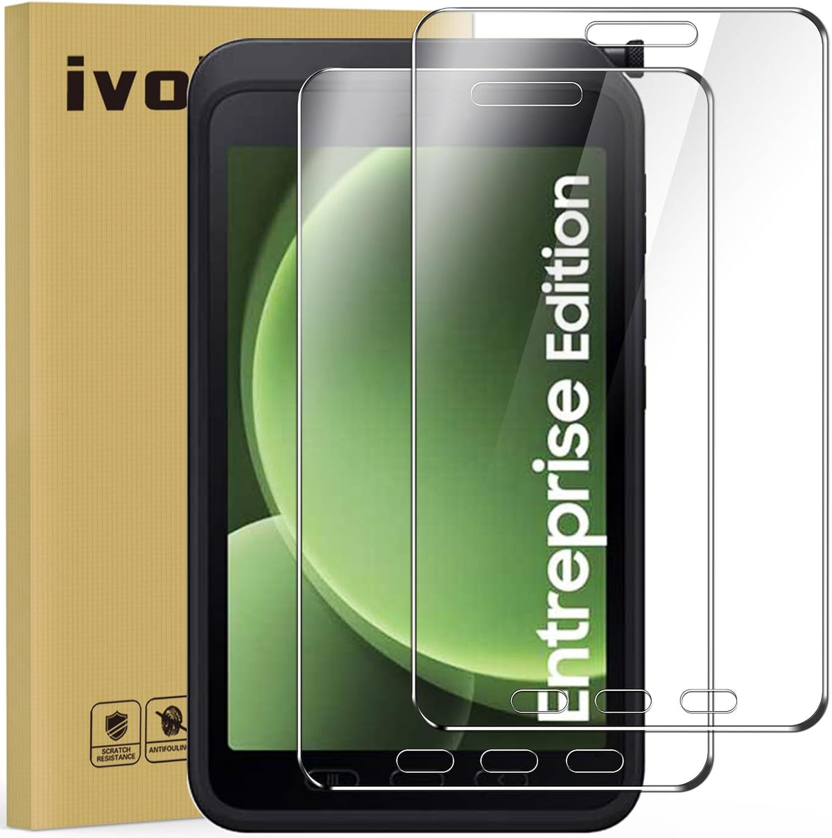 ivoler Pack of 2 Protective Glass Screen Protectors for Samsung Galaxy Tab Active 5 / Samsung Galaxy Tab Active 3, 9H Hardness Tempered Glass Screen Protector, HD Clear Screen Protector, Anti-Scratch