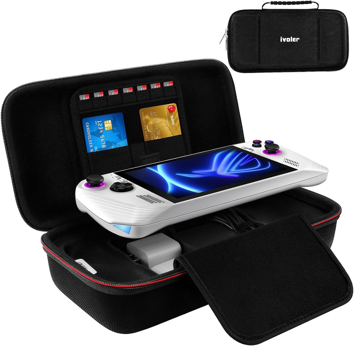 ivoler Etui pour Nintendo Switch 2 2025 ROG Ally X / ASUS ROG Ally Gaming Handheld 7 inch 2023, Housse Sacoche de Transport ¨¤ Coque Rigide Anti Choc Pochette avec Espace