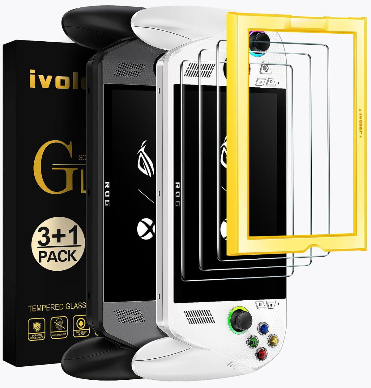 ivoler 3-Pack Screen Protector for ROG Xbox Ally/ROG Xbox Ally X Handheld 2025, Tempered Glass with Easy Installation Tool, Transparent HD, Anti-Scratch, Anti-Bubble