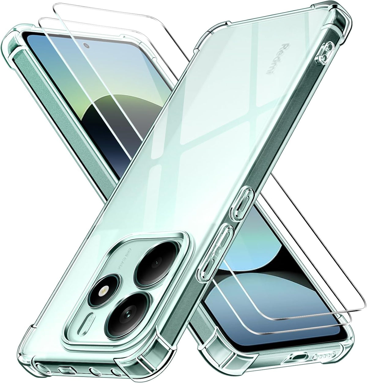 ivoler Klar H¨¹lle f¨¹r Xiaomi Redmi Note 14 5G (Nicht f¨¹r Redmi Note 14 4G), 1 Handyh¨¹lle mit 2 St¨¹ck Panzer Schutz Glas, Transparent Sto?fest Schutzh¨¹lle D¨¹nne Weiche TPU Silikon Durchsichtige Case