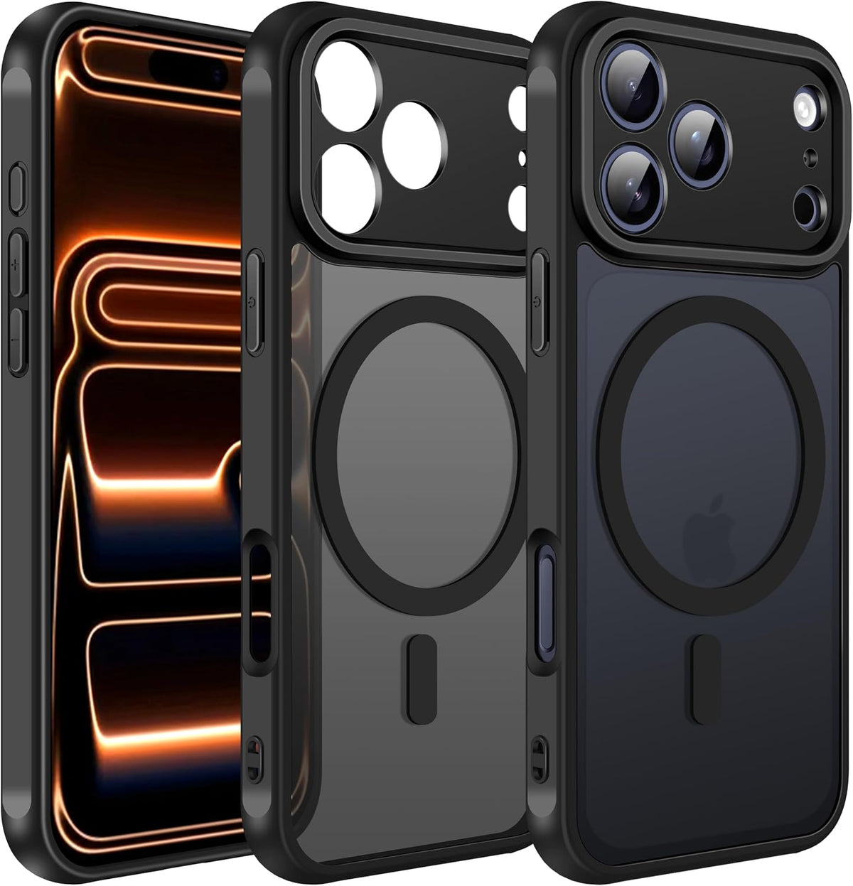 ivoler Magnetic Case for iPhone 17 Pro Case 6.3 inch, Never Yellowing, Military Protection, Shockproof, Scratch-Resistant, Transparent Protective Case - Black