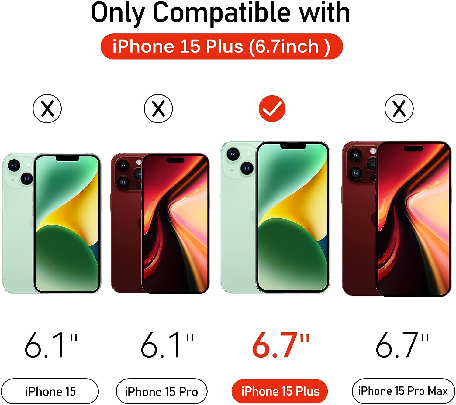 ivoler [3+3 Pack Tempered Glass for iPhone 15 Plus Screen Protector 6.7'' [3 Pack] with [3 Pack] Camera Lens Protector with [Alignment Frame]