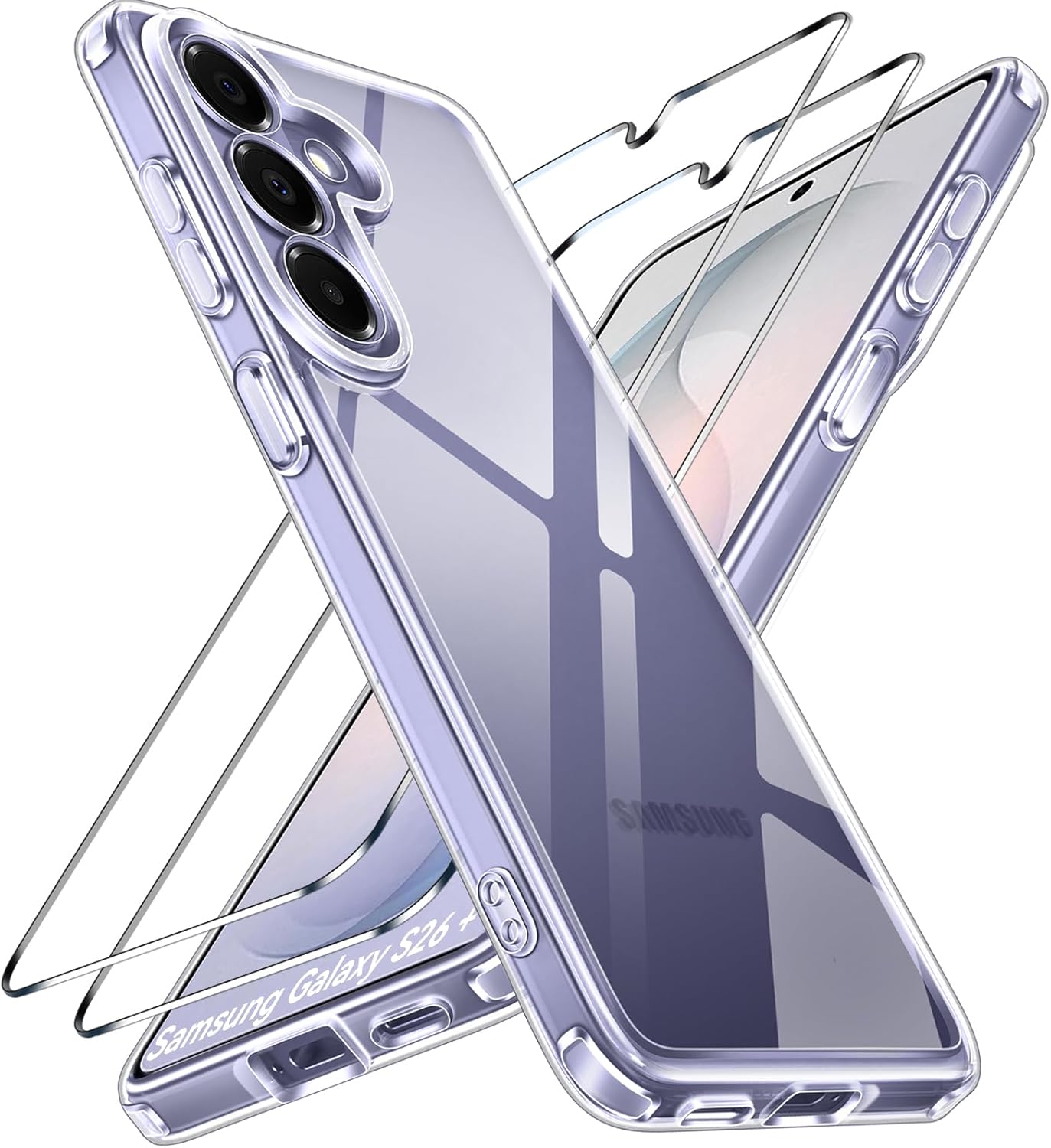 iVoler Anti Ingiallimento Chiaro Cover per Samsung Galaxy S26+ 5G / S26 Plus 5G con 2 Pezzi Pellicola Vetro Temperato, [Antiurto di Grado Militare] Custodia Trasparente Sottile Case