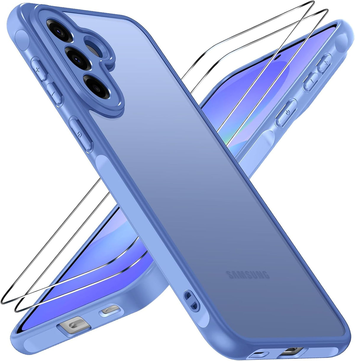 ivoler H¨¹lle f¨¹r Samsung Galaxy A57 5G mit 2 St¨¹ck Panzerglas, [Milit?rstandard] Sto?fest, [Kameraschutz] Handyh¨¹lle, Matt Durchscheinende R¨¹ckseite, Anti-Fingerabdruck Schutzh¨¹lle, Hellblau