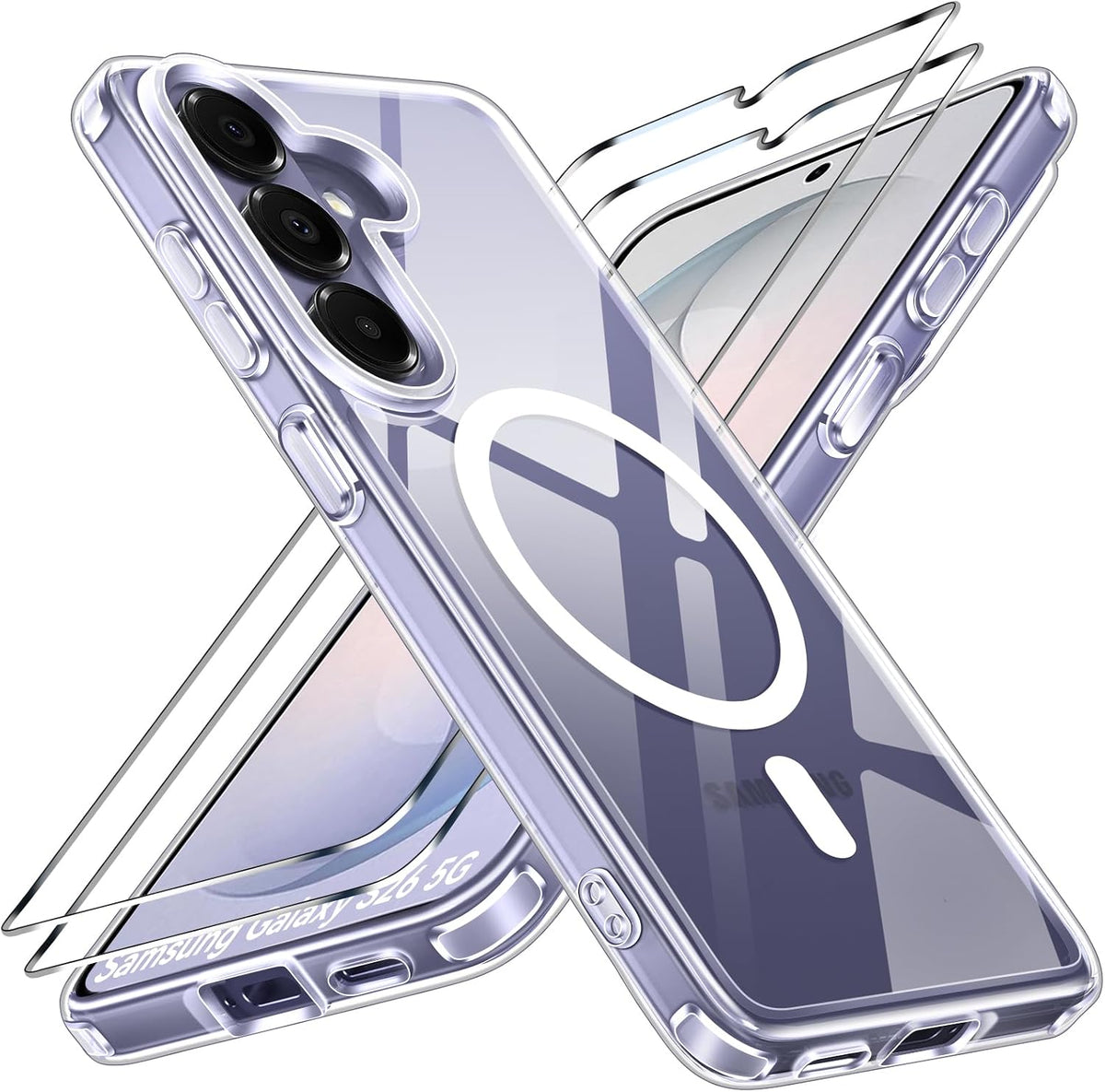 ivoler 3-in-1 Magnetic Case for Samsung Galaxy S26 5G with 2 Pack Screen Protector, Military-Grade Protection, Shockproof Cover-Clear