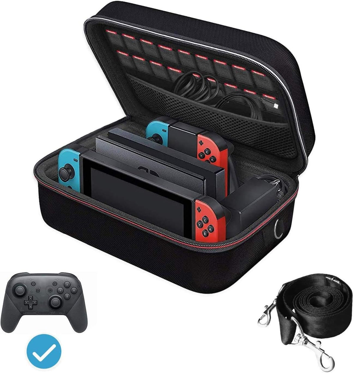 iVoler Etui pour Nintendo Switch et Switch OLED, Deluxe Housse sacoche de Transport ¨¤ Coque Rigide Anti Choc pochette avec Espace, Large pour Console Switch, Dock, Joy-Cons, 18 Cartouche de Jeux