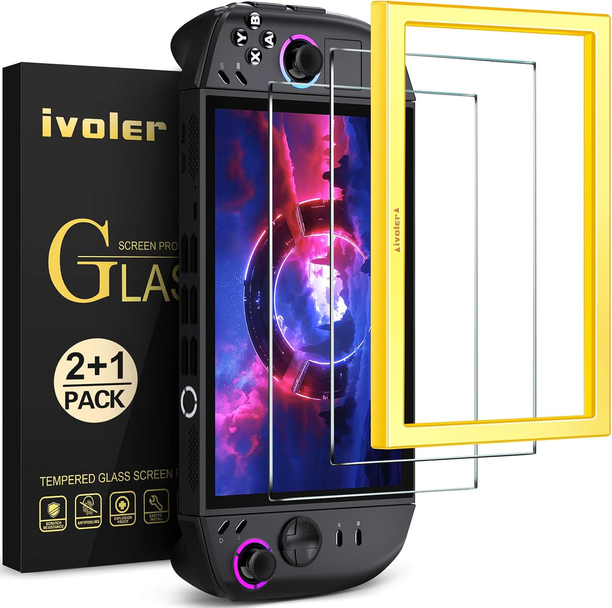ivoler 2 Pack Screen Protector Compatible with Lenovo Legion Go Gen 2 with Alignment Frame Tool - without air bubbles -Ultra Resistant Hardness 9H