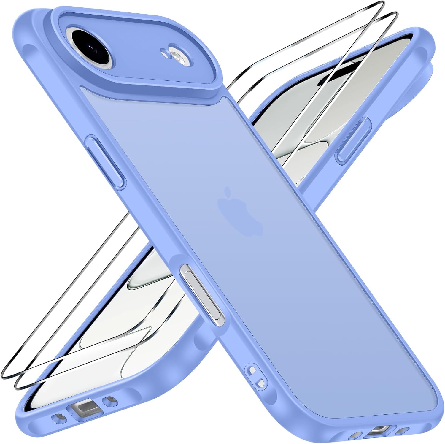 ivoler H¨¹lle f¨¹r iPhone Air mit 2 St¨¹ck Panzer Schutz Glas, [Milit?rstandard] Sto?fest [Kameraschutz] Handyh¨¹lle, Matt Durchscheinende R¨¹ckseite Anti-Fingerabdruck Schutzh¨¹lle Case, Hellblau