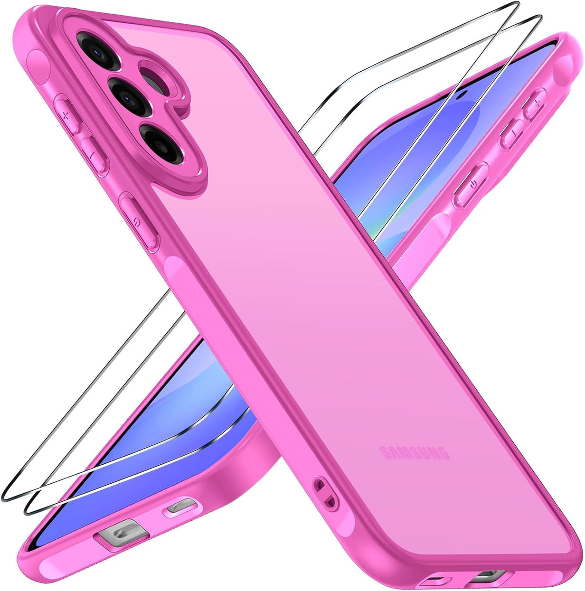 ivoler H¨¹lle f¨¹r Samsung Galaxy A57 5G mit 2 St¨¹ck Panzerglas, [Milit?rstandard] Sto?fest, [Kameraschutz] Handyh¨¹lle, Matt Durchscheinende R¨¹ckseite, Anti-Fingerabdruck Schutzh¨¹lle, Rosenrot