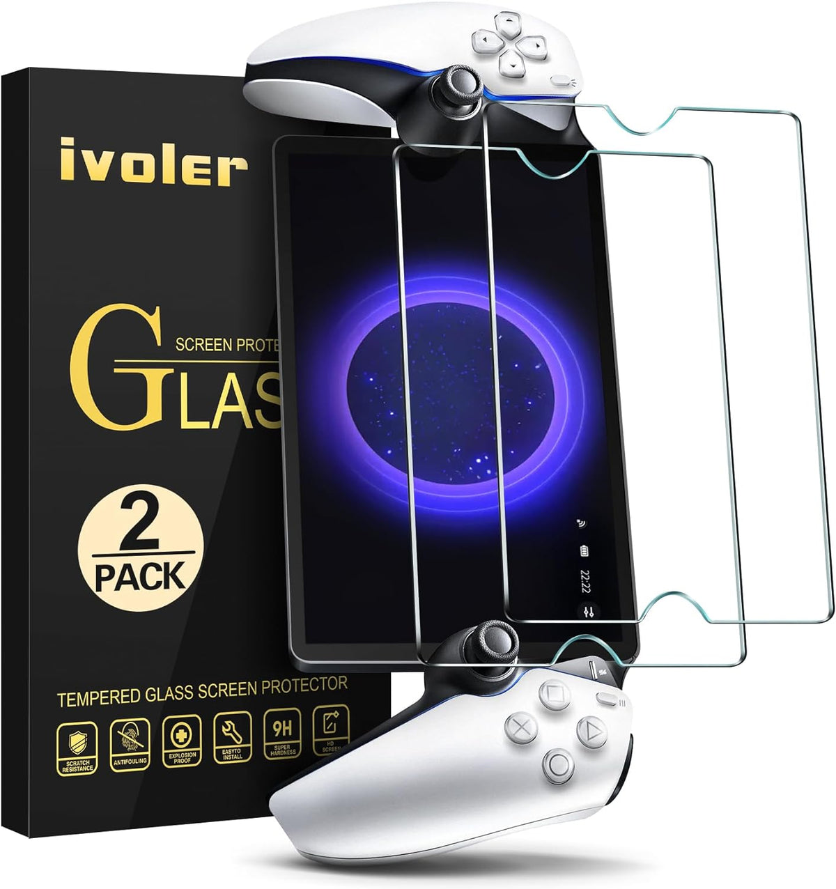 ivoler Lot de 2 films protecteurs d'¨¦cran compatibles avec PlayStation Portal Remote Player, film de protection en verre tremp¨¦ [sans bulles d'air] [Duret¨¦ 9H] [Ultra r¨¦sistant]