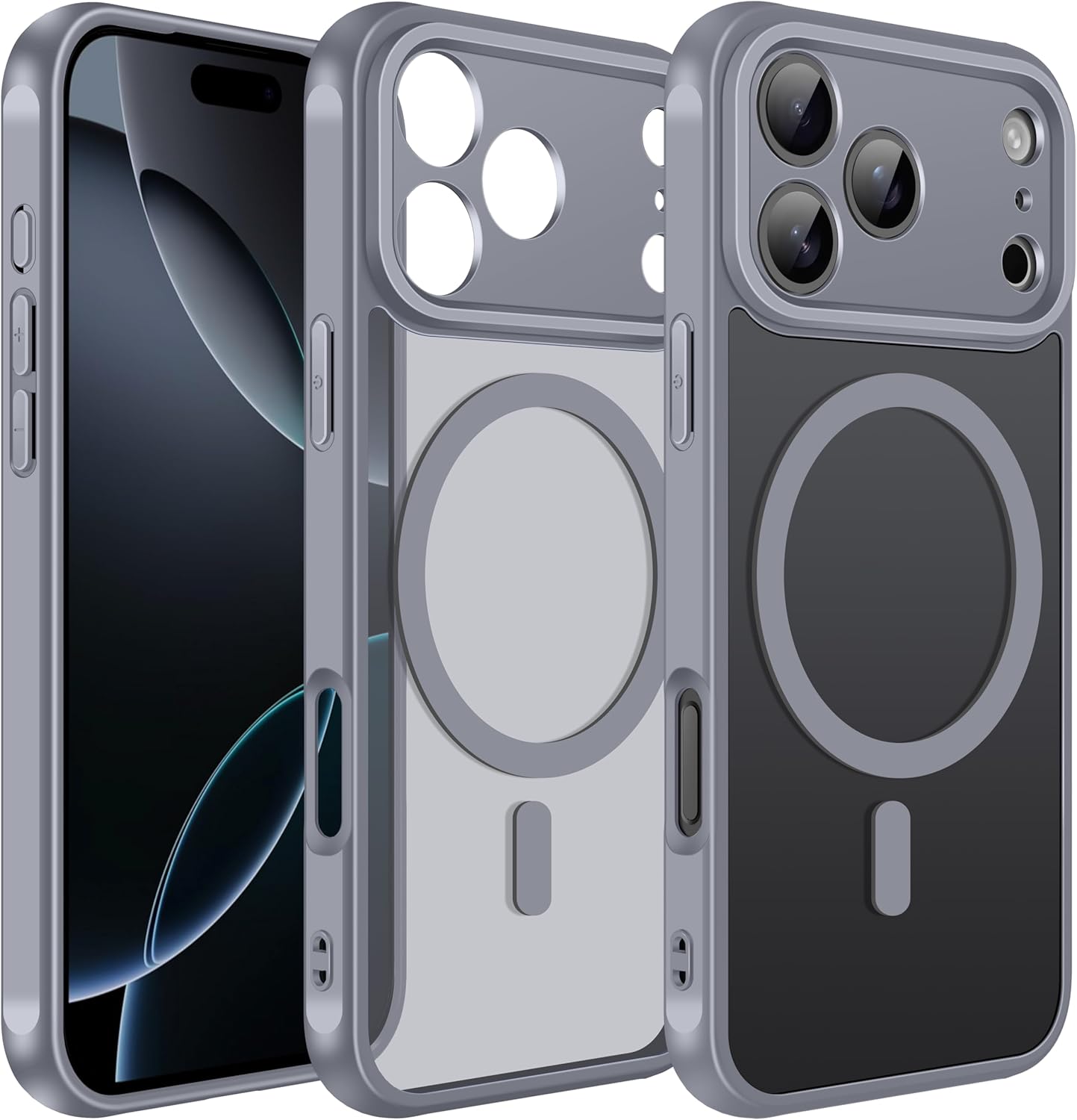 ivoler Matt Grau Magnetisch H¨¹lle f¨¹r iPhone 17 Pro, [Kompatibel mit MagSafe] [Milit?rnorm Sturzschutz] Sto?fest Kratzfest R¨¹ckseite Schutzh¨¹lle D¨¹nn Fl¨¹ssig Silikon Handyh¨¹lle Case