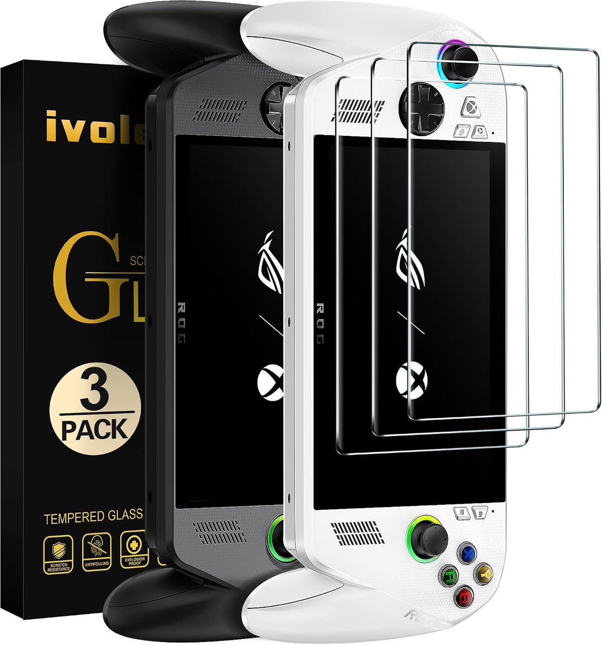 ivoler 3 pi¨¨ces Verre Tremp¨¦ pour ROG Xbox Ally/ROG Xbox Ally X Handheld 2025, Film de Protection d¡¯¨¦cran en Verre Tremp¨¦ - Anti Rayures, Duret¨¦ 9H Glass,sans Bulles