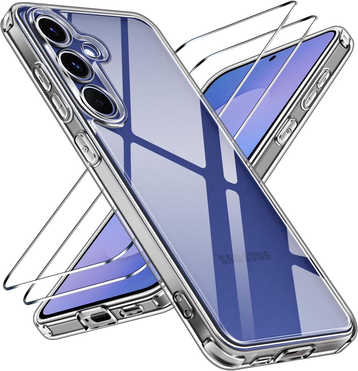 iVoler Anti Ingiallimento Chiaro Cover per Samsung Galaxy S25 FE 5G (Non per Samsung Galaxy S25) con 2 Pezzi Pellicola Vetro Temperato, [Antiurto di Grado Militare] Custodia Trasparente Sottile Case
