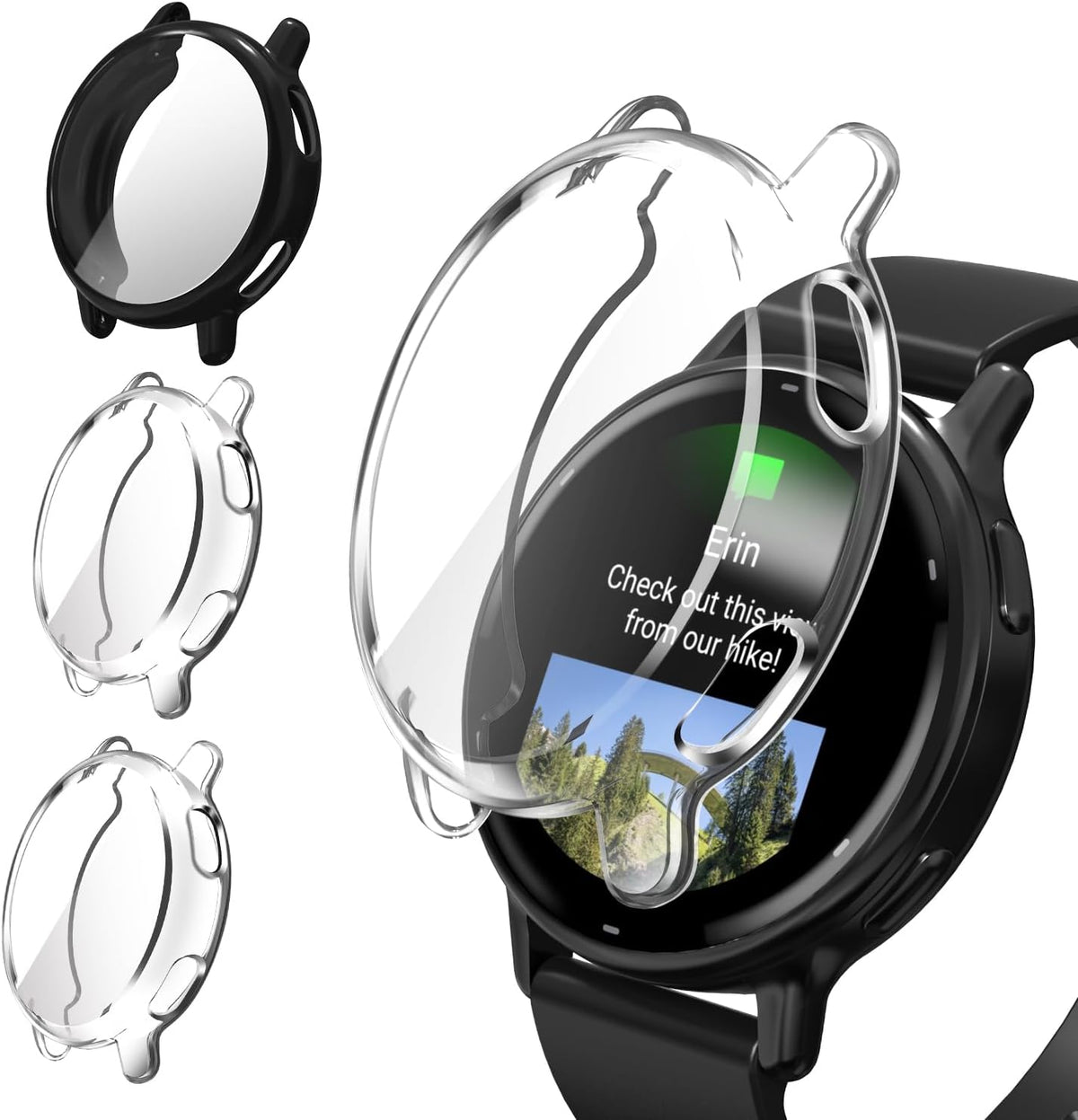 ivoler Lot de 3 coques de protection avec film de protection d'¨¦cran pour Garmin Vivoactive 5, couverture compl¨¨te, r¨¦sistante aux chocs et aux rayures, ultra fine, en TPU souple, 2 transparentes + 1