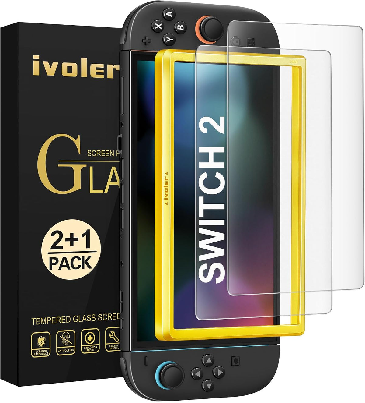 ivoler 2 Pack Matte Screen Protector Compatible with Switch 2 Model 2025 with Tempered Glass Protection Film - without Air Bubbles -Ultra Resistant Hardness 9H