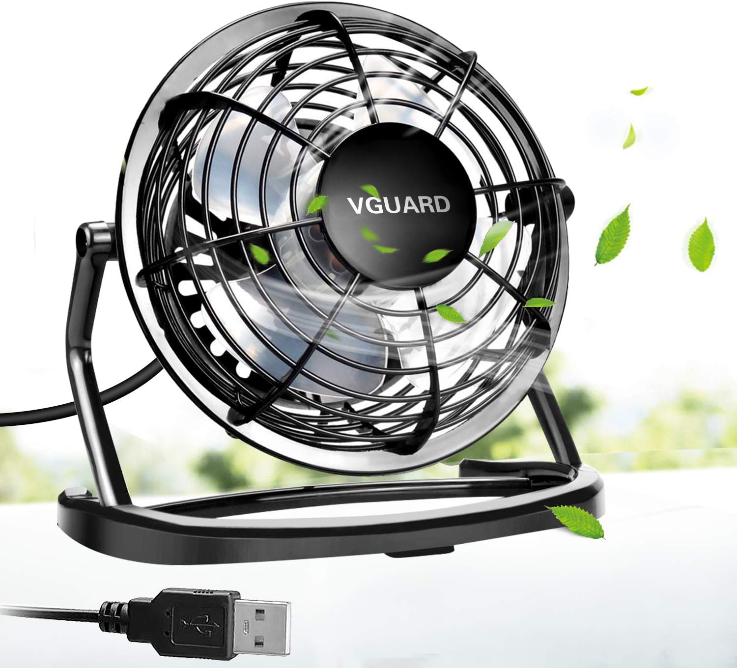 VGUARD Mini Ventilatore USB, 4 Pollici Portatile 360¡ã Girevole Ventilatore da Tavolo Silenzioso Mini Fan Compatibile con Notebook, Computer, PC Desk per la Casa, Ufficio, Campeggio, e Altro - Nero