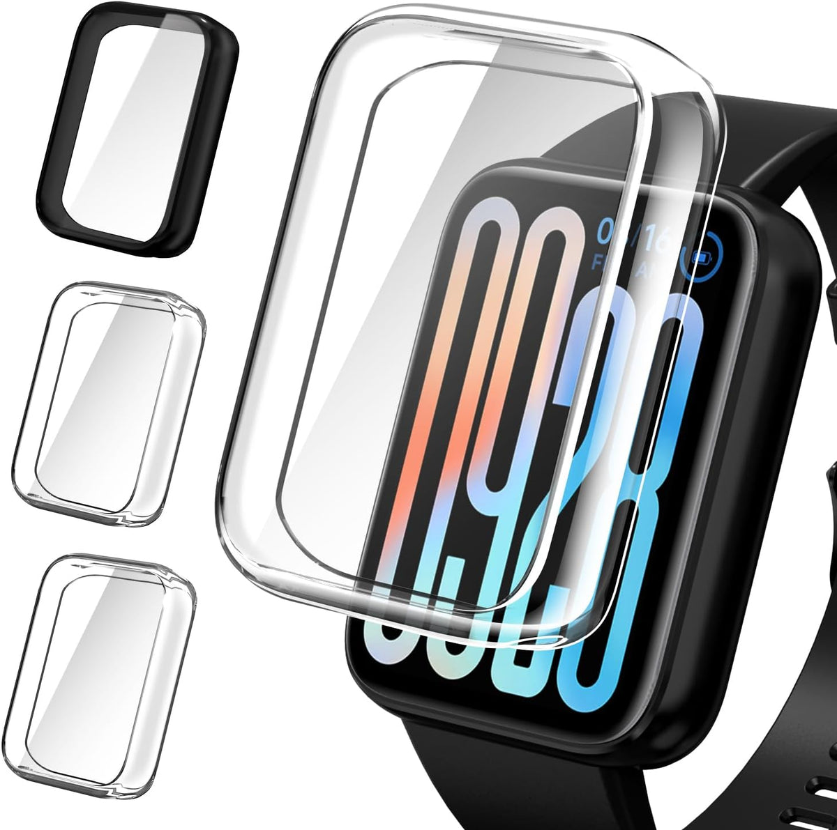 ivoler Lot de 3 coques de protection avec film de protection d'¨¦cran pour Xiaomi Smart Band 9 Pro (pas pour Xiaomi Smart Band 9), couverture compl¨¨te anti-chocs, fine et souple, en TPU souple, 2