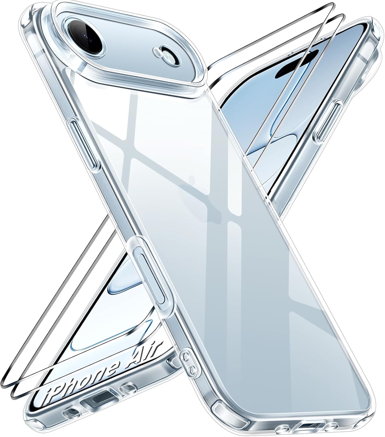 ivoler Nie Vergilbung Klar H¨¹lle f¨¹r iPhone Air/iPhone 17 Air, 1 Handyh¨¹lle mit 2 St¨¹ck Panzer Schutz Glas, Milit?rischer Schutz Sto?fest Transparent Schutzh¨¹lle Durchsichtige Case