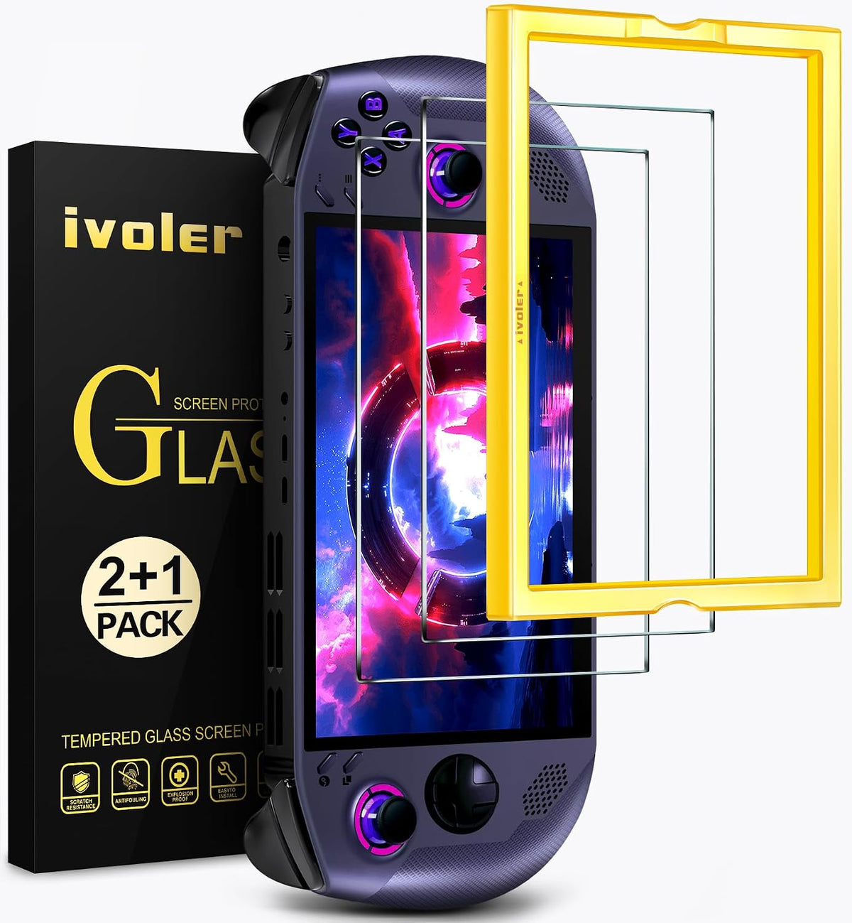 ivoler 2 Pieces Screen Protector Compatible with Lenovo Go S with Alignment Frame Tool, Premium Tempered Glass, 9H Hardness, Bubble Free, Anti-scratch Transparent