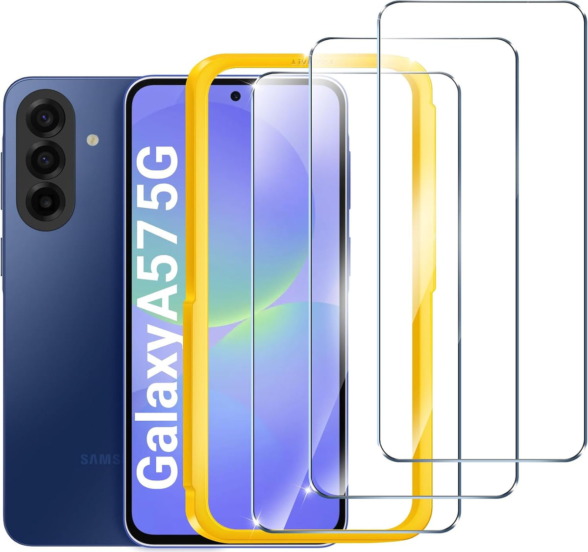 ivoler 3 Pack Screen Protector for Samsung Galaxy A57 5G 6.7-inch, with Easy Installation Tool,9H Hardness Tempered Glass, Anti-Scratch Film, Anti-Bubble