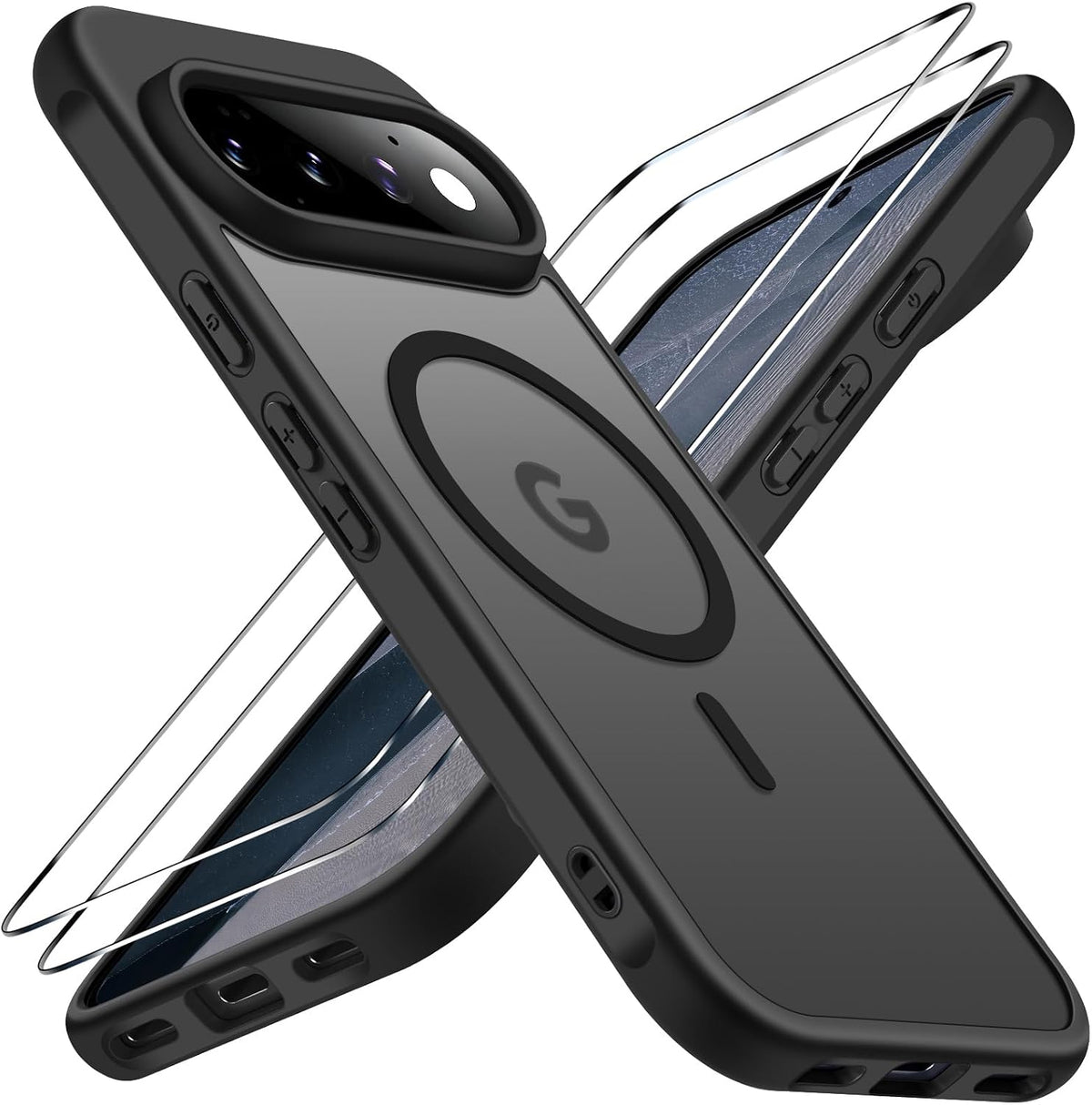 ivoler 3-in-1 Magnetic Case for Google Pixel 11 Pro with 2 Pack Screen Protector, Military-Grade Protection, Shockproof Cover-Black