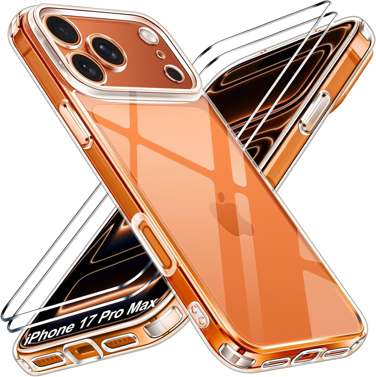 iVoler Cover Chiaro per iPhone 17 Pro Max con 2 Pezzi Pellicola Vetro Temperato, [Antiurto di Grado Militare][Protezione Fotocamera] Custodia Trasparente Sottile Anti-Ingiallimento Case - Trasparente