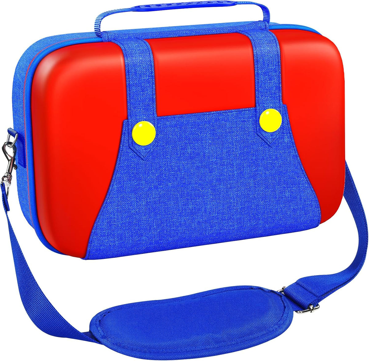 ivoler Carrying Storage All in One Case for Nintendo Switch 2, Portable Traveler Deluxe Carrying-All Protective Hard Messenger Bag Soft Lining Pouch 20 Games for Console & Accessories, Red+Blue