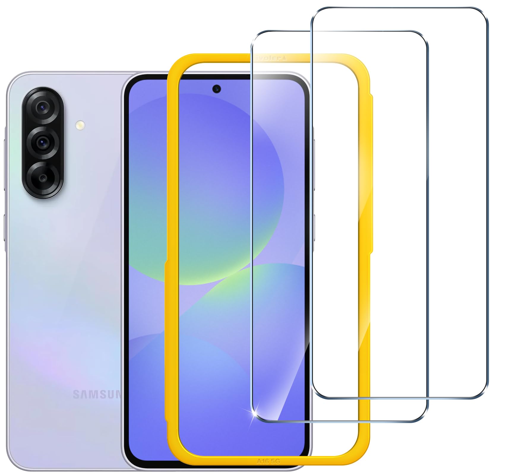 ivoler Screen Protector for Samsung Galaxy A37 5G /A36 5G, with Alignment Frame Tool, 30-second installation,[2 Pack] 9H Hardness Tempered Glass, Anti-Scratch Film, Anti-Bubble