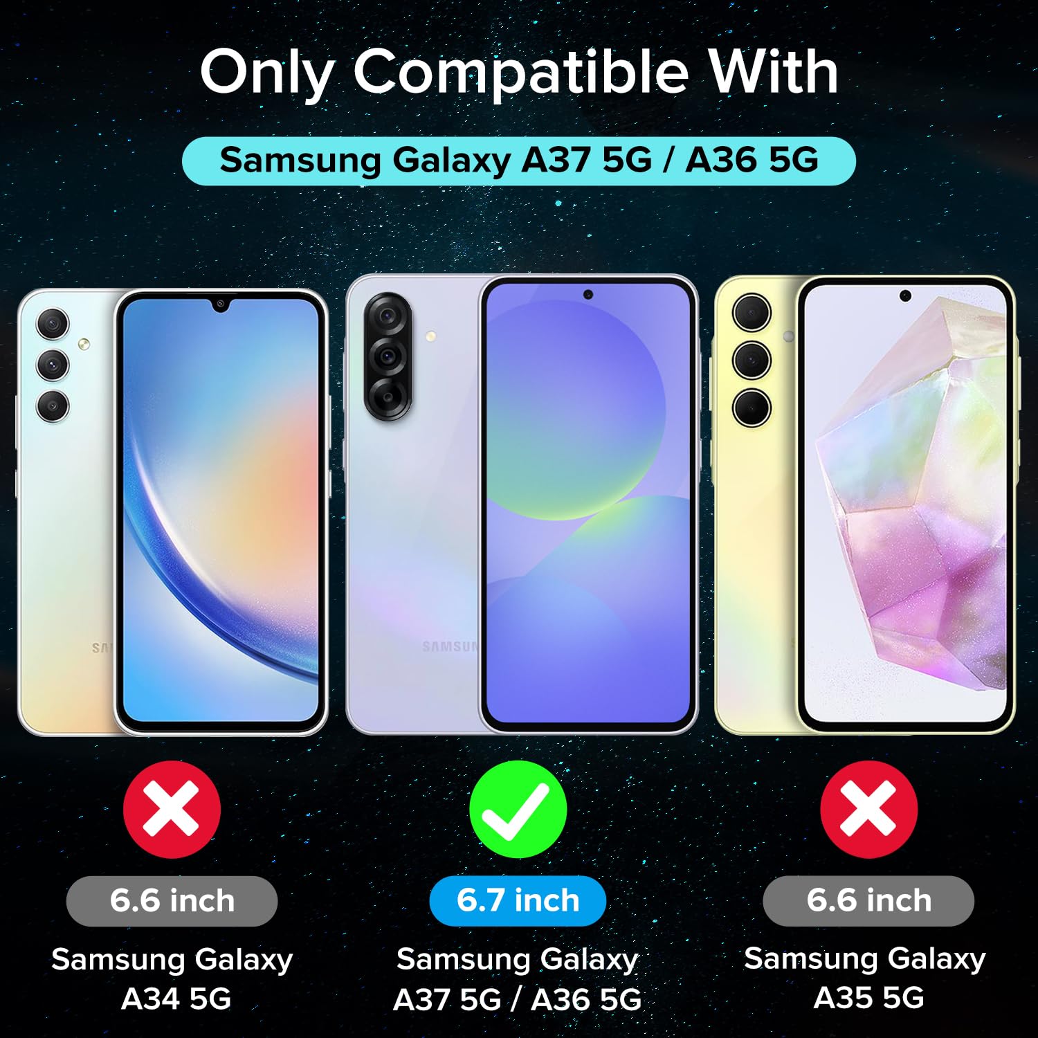 ivoler Screen Protector for Samsung Galaxy A37 5G /A36 5G, with Alignment Frame Tool, 30-second installation,[2 Pack] 9H Hardness Tempered Glass, Anti-Scratch Film, Anti-Bubble