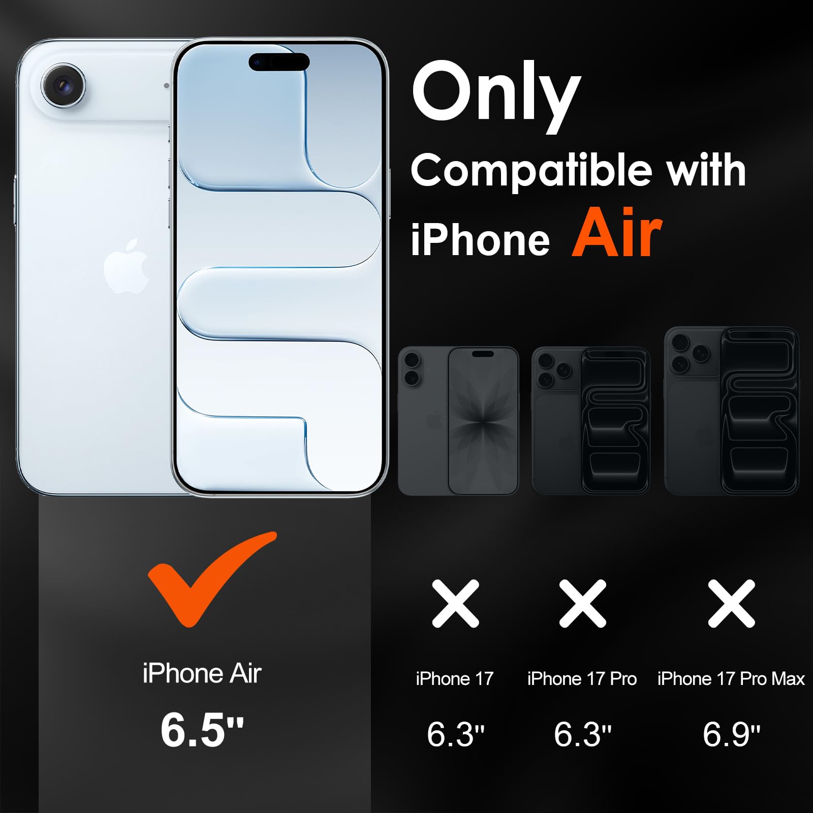 ivoler 3 in 1 Camera Cover for iPhone Air 6.5-Inch Case, 2 Pack Tempered Glass Screen Protector, Slim Soft TPU Shockproof Anti-Scratch Silicone - Clear